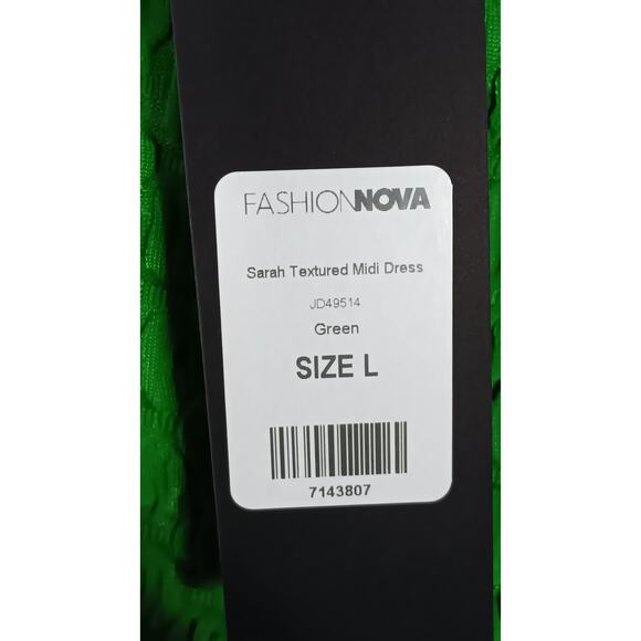 Fashion Nova Sarah Textured Midi Dress Green Size Large NWT - Picture 9 of 11